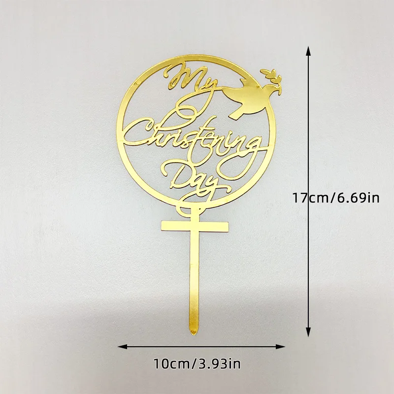 1/5 Stück Goldenes Kreuz & Taube Kuchendeckel Heilige Kommunion Dekor, Taufe Partyzubehör, Erstkommunion Kucheneinsatz Babyparty – Detail 21