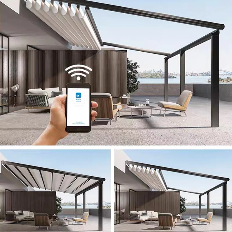 

Электрический складной выдвижной изолированный солнцезащитный козырек из алюминиевого сплава, материал парус из ПВХ, навес, пергола для наружного двора и солнечной комнаты
