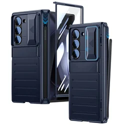 For Samsung Galaxy Z Fold 6 Case With S Pen Holder&Screen Protector Slide Camera Cover Armor Full Body Hinge Protection Covers