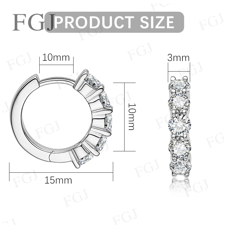 925 Sterling Silver Stud Earrings D Color Straight-Bar Four-Claw Earrings Classical Party Birthday Jewelry Gift For Women Charms