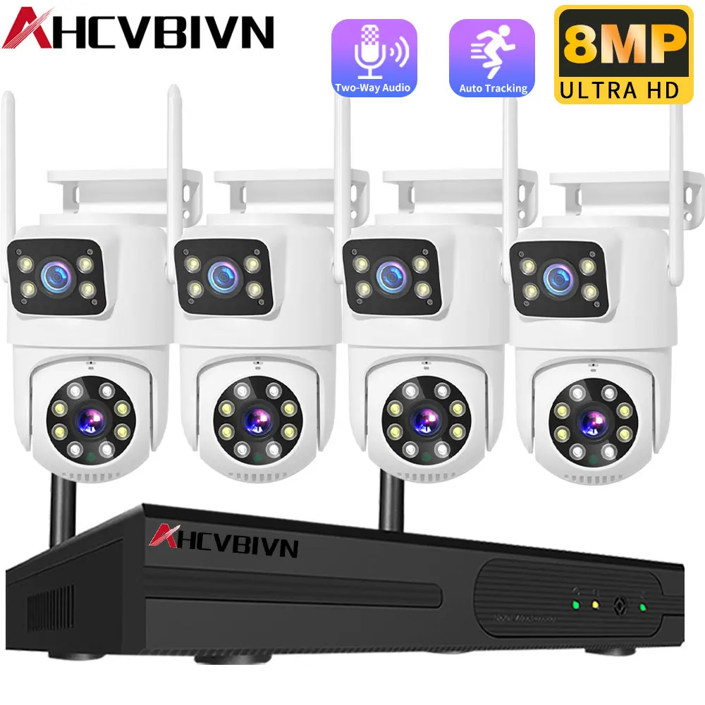 

8MP Dual Lens PTZ Wi-Fi Security System Outdoor Automatic Tracking 16CH NVR Kit CCTV Monitoring Kit Esecroud
