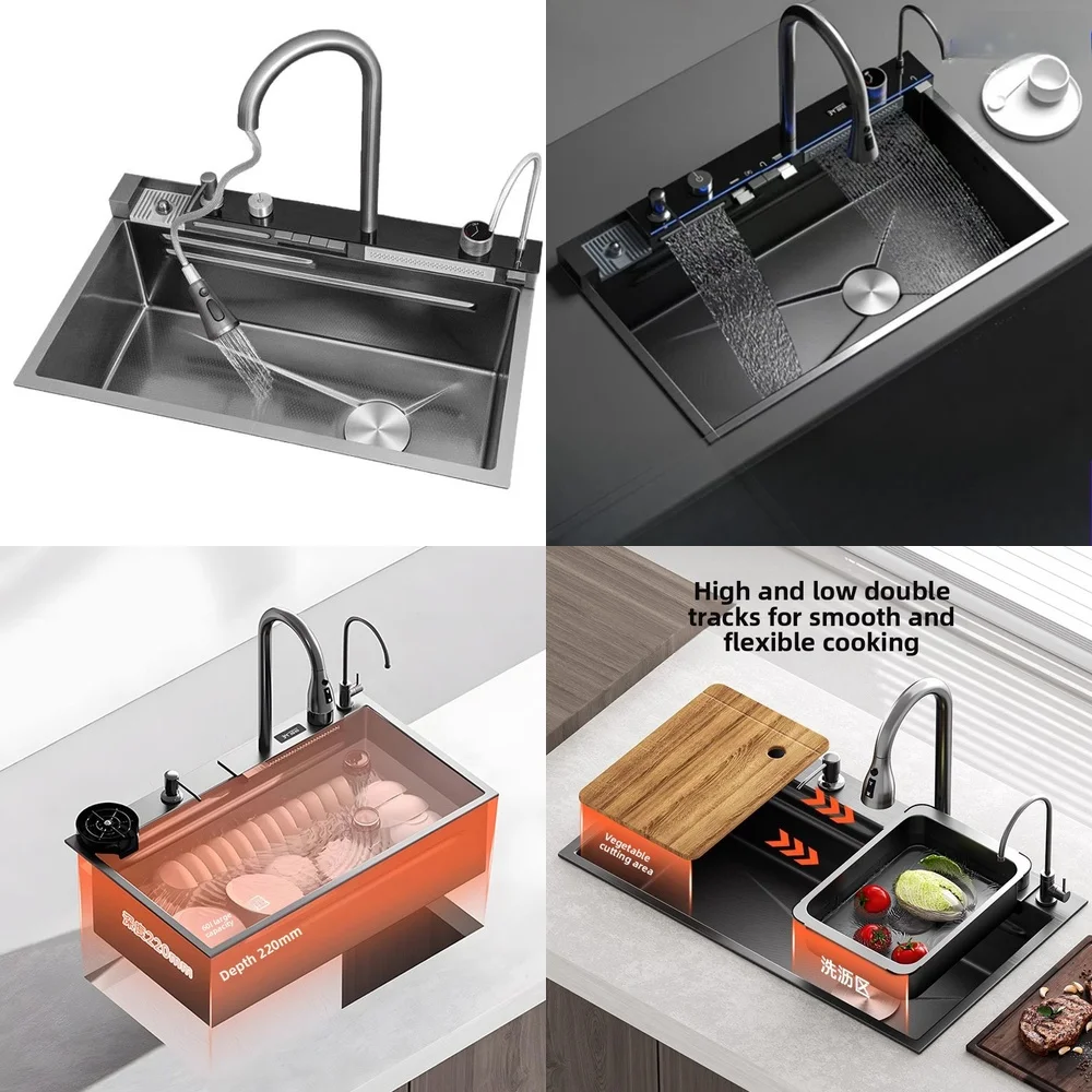 

Stainless Steel Large Single Sink Whale 304 Multifunctional Kitchen Sink Honeycomb Embossed Vegetable Basin