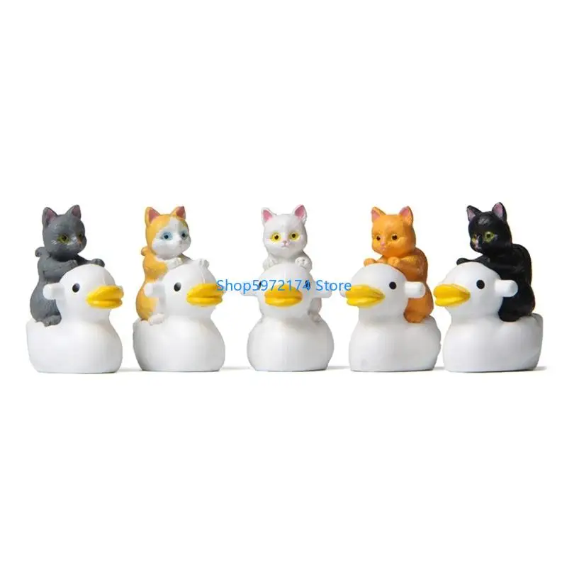 Y3NB Miniature Cats Figurines Sitting Duck Cats Statue DIY Fairys Garden Accessories