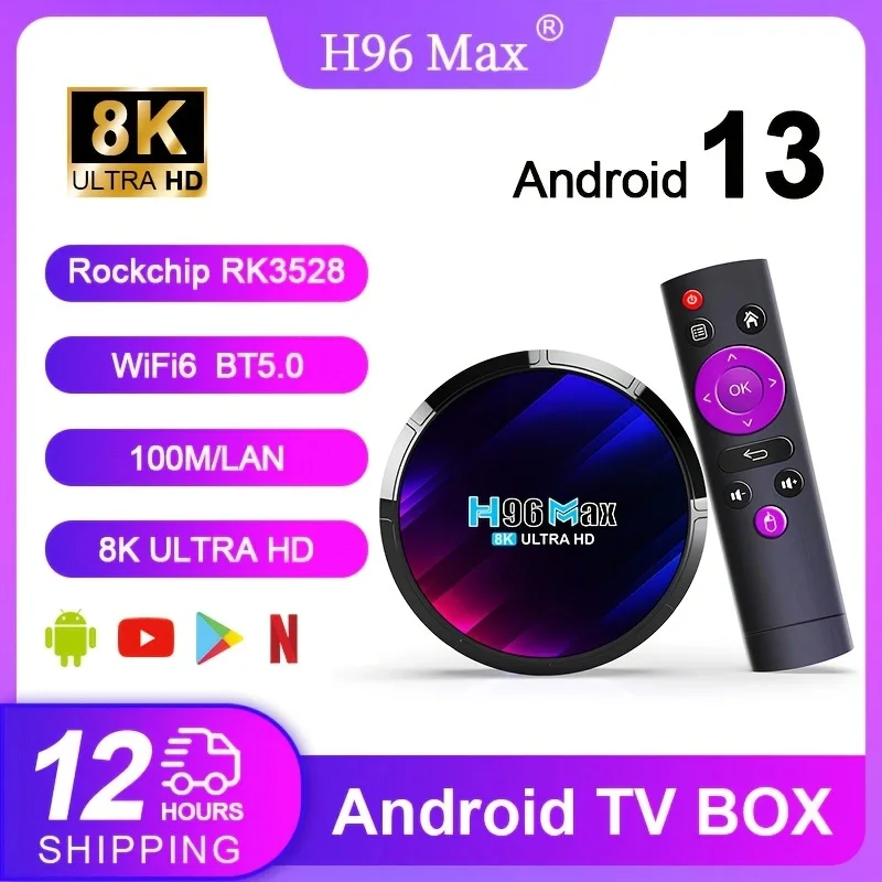 Android 13 Smart TV Box H96 Max RK3528 Quad-core WIFI6 BT 5.0 8k UHD-uitgang 100M / LAN Smart Set Top Box Streaming Mediaspeler