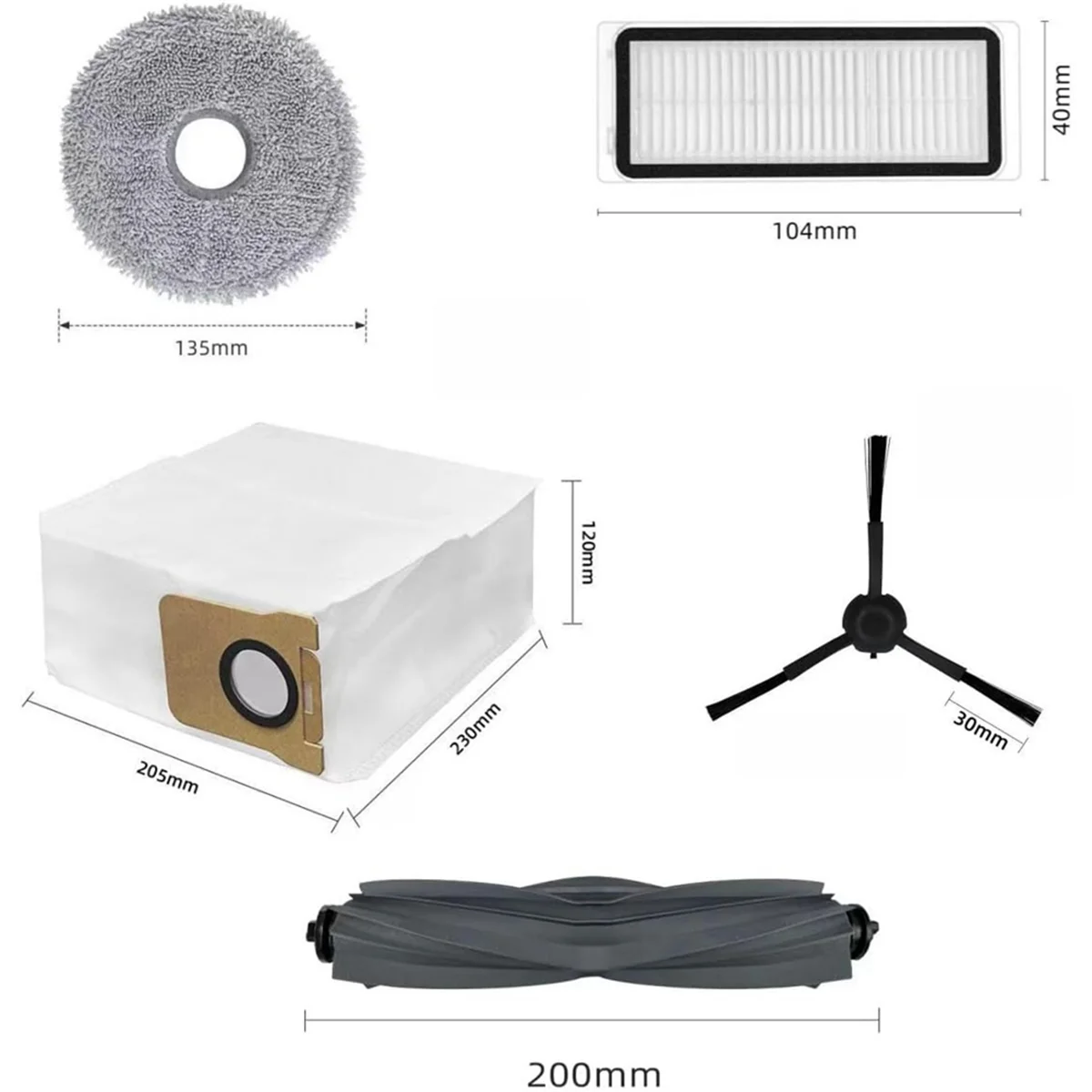 Accessories Kit for Dreame L20 Ultra/L30 Ultra Vacuum Cleaner Main Side Brush Hepa Filter Mop Cloth Dust Bags Parts image 3