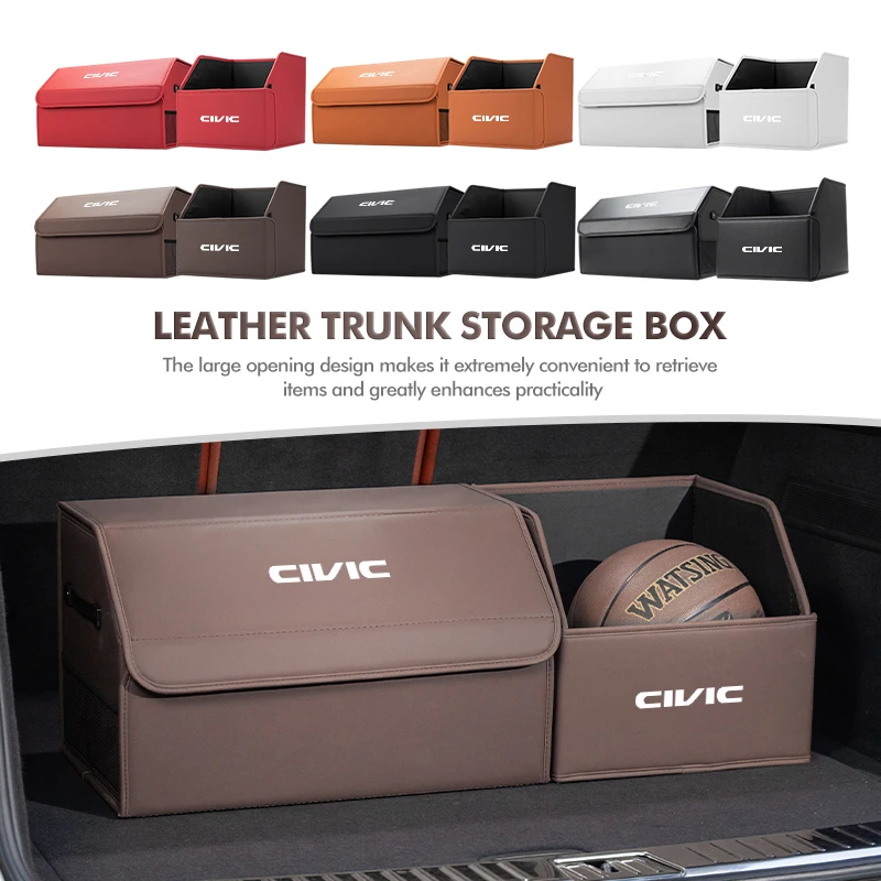 

For Honda Car Trunk Storage Box Leather Foldable Waterproof Organizer typer civic 4d 10th gen 8th gen 2018 2019 2017