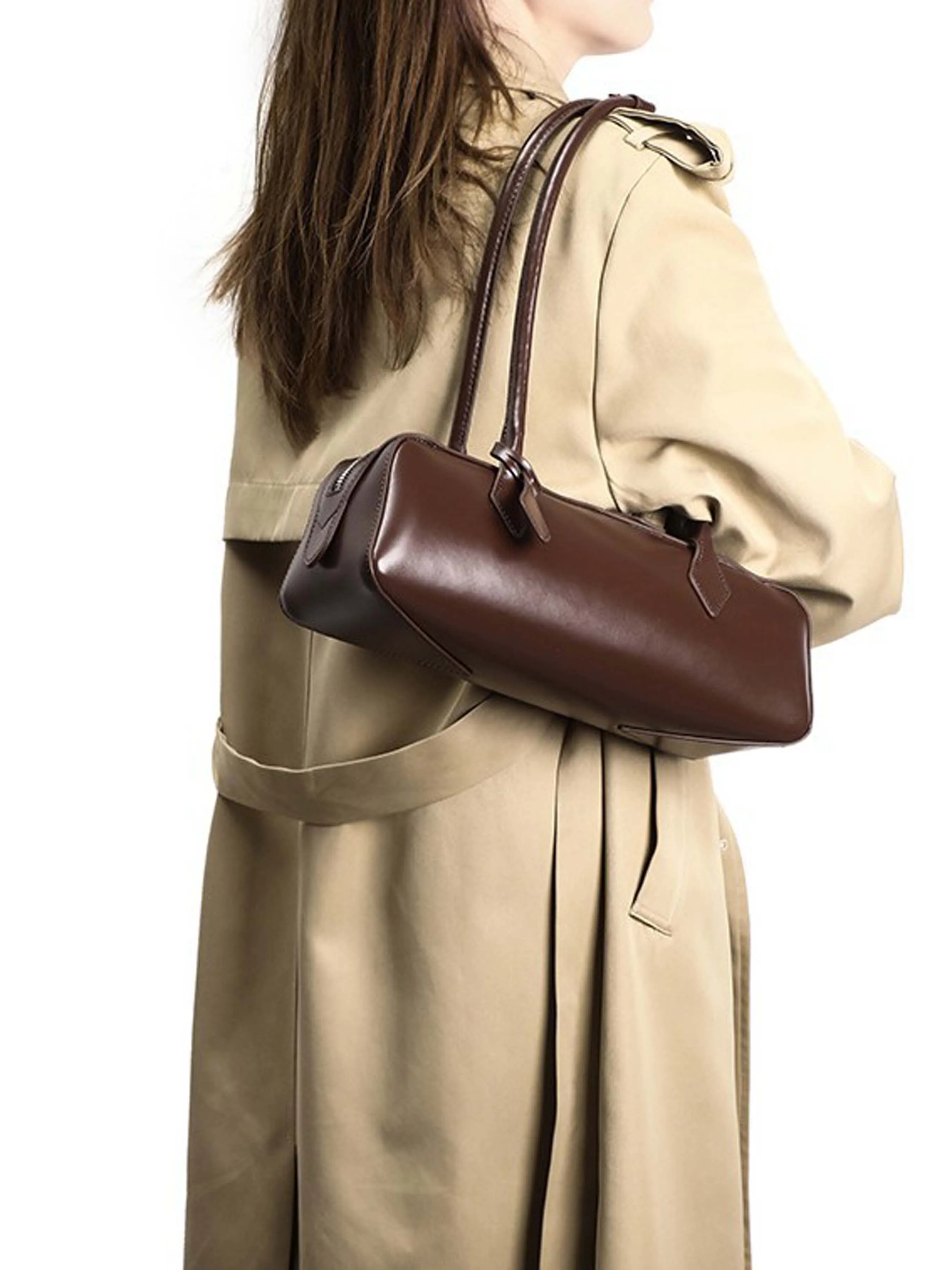 

2026 New French-Style Niche Design Shoulder Bag, Commuter Cowhide Underarm Bag, Versatile Long Red Baguette Bag for Women