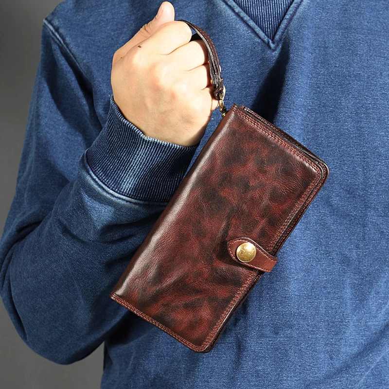 

AETOO New original handmade old men's wallet retro folded soft leather clutch bag trendy men's casual wallet