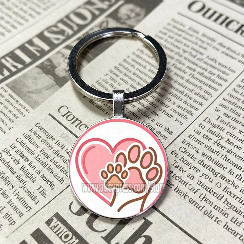 Fashion Pet Claw Design Glass Key Ring Portable Bag & Car Key Ornament, Affordable Wholesale Pet Gift Option