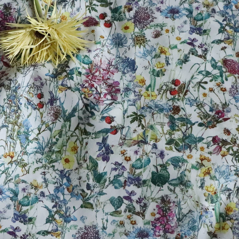 Wild Floral 100% Cotton 80S Like Liberty Fabric Digital Printed For Sewing Cloth Dress Skirt Kids Designer Poplin Tela