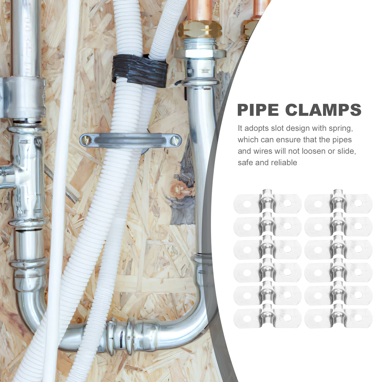 Pinces en forme de U en acier inoxydable, 100 pièces, matériau 201 M5, largeur 12mm, Supports de tuyaux, Clips en PVC, supports de montage de tubes, haute résistance