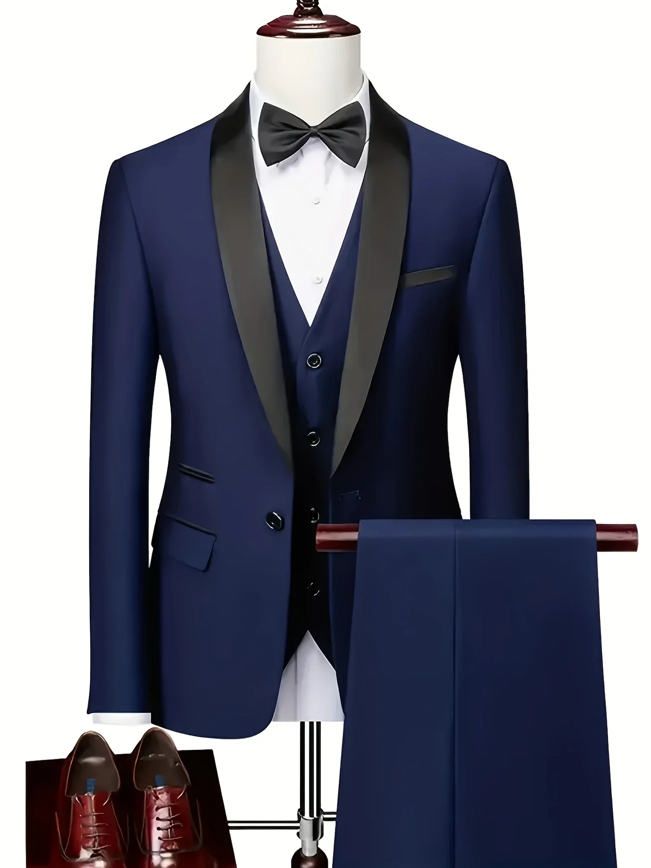 Men's 3-piece suit, green fruit collar, large suit, suit pants, formal tie, wedding dress, vest, work uniform, holiday gift.