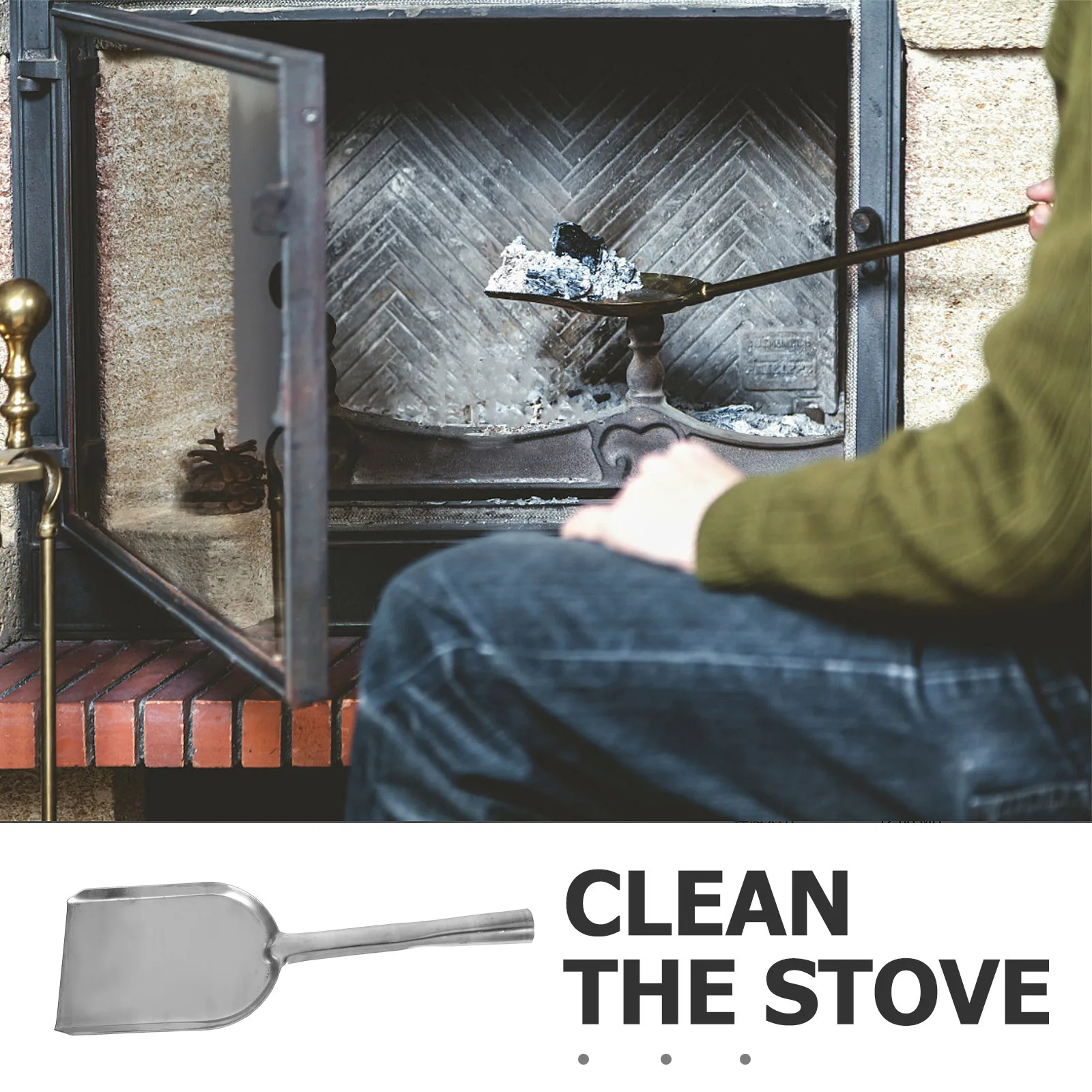 Pelle à cendres de cheminée de calibre lourd de 15 pouces, pelle à charbon de bois en acier inoxydable, outils de foyer d'intérieur et d'extérieur, pelle à charbon de cheminée