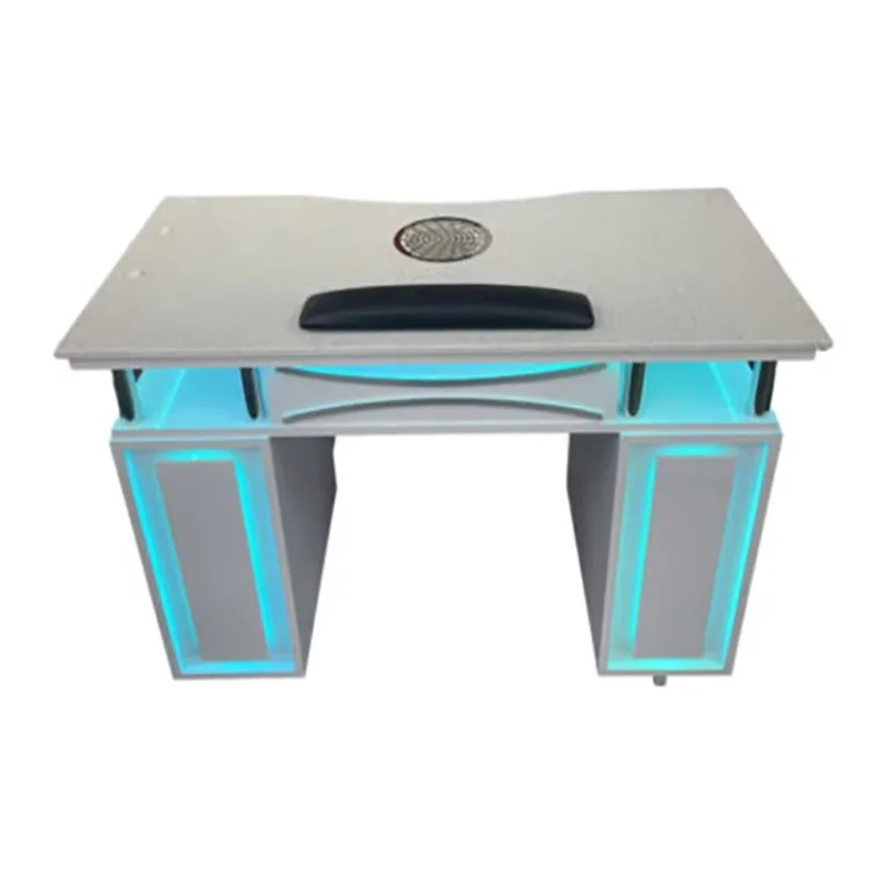 Nails Salon Luxury Professional Marble Top White Manicure Nail Table With Dust Collector and Led Light