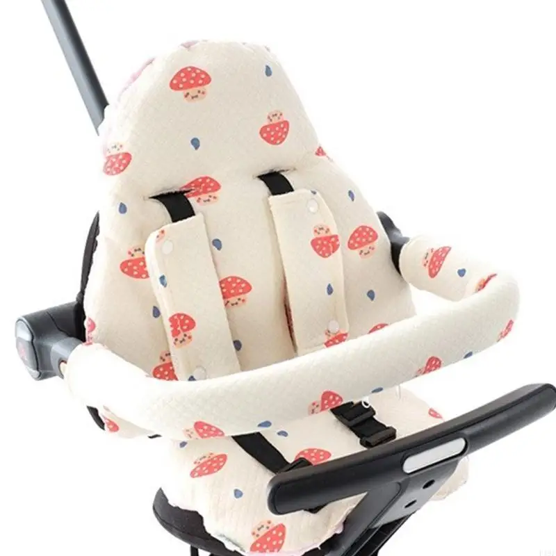 F19F Pram Cushion Shoulder Strap Handrail Protector Pad Baby Strollers Belt Armrest Pad Liner Insert Cover Set