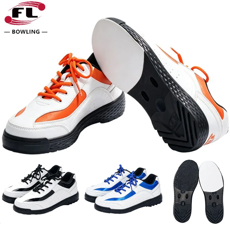 Men Women Breathable Bowling Shoes Non-slip Wear Resistant Sole Sneakers Unisex Lace Up Footwear Indoor Bowling Game Training