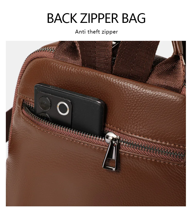 Echtleder-Rucksack für Damen, Kompakte Diebstahlsichere Umhängetasche mit Obergriff, Perfekt für Büro, Reisen & Alltag – Detail 5