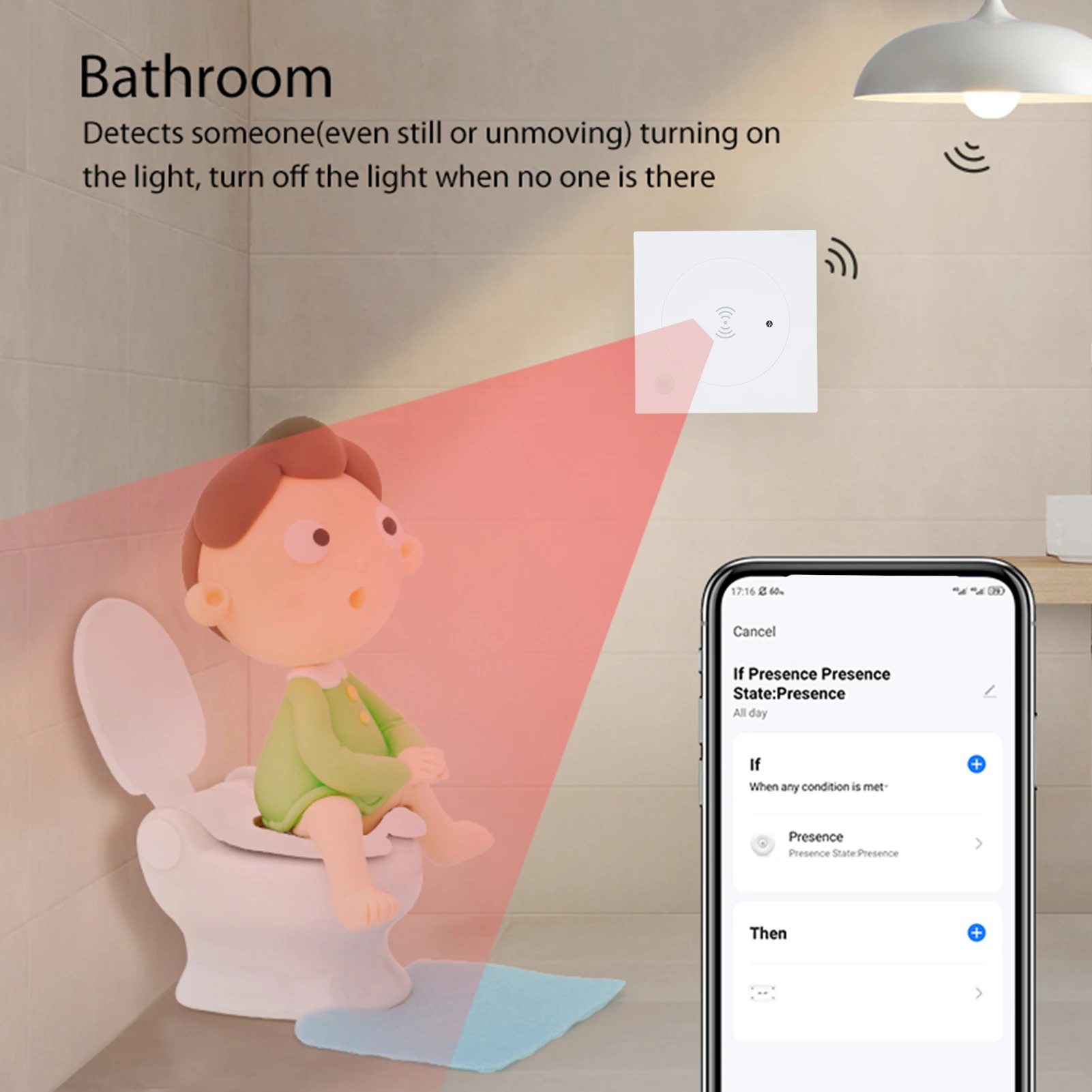 Hub- مستشعر الإنسان، اتصال WiFi وBT5.0 لرابط الهاتف المباشر، يكتشف الإشغال وحالة الفراغ مع الجسم Mo
