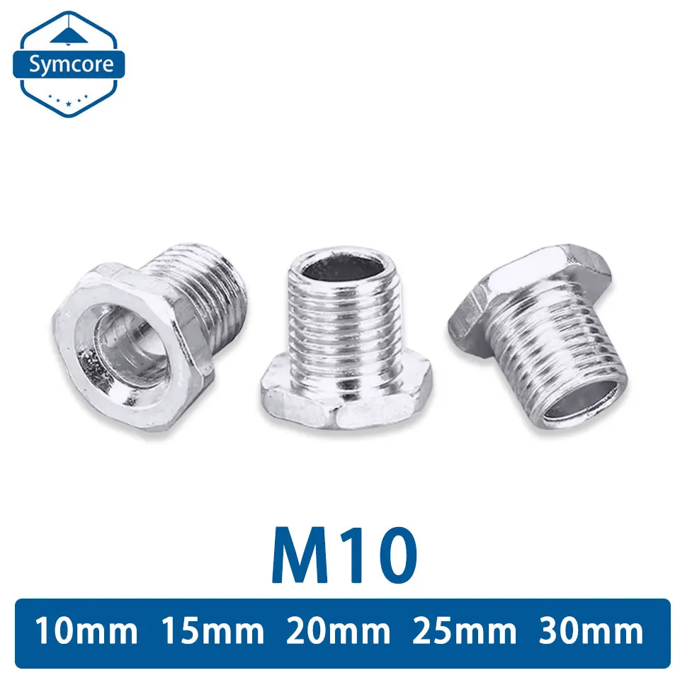 10Pcs M10*1.0mm Threaded Tube With Nut 10mm 15mm 20mm 25mm 30mm Screw Hollow Metal Pipe Teeth Lighting Accessories