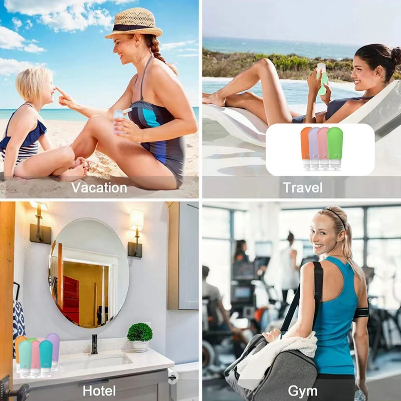 Набор дорожных бутылок из 17 упаковок для туалетных принадлежностей, дорожные контейнеры, герметичные силиконовые сжимаемые дорожные аксессуары