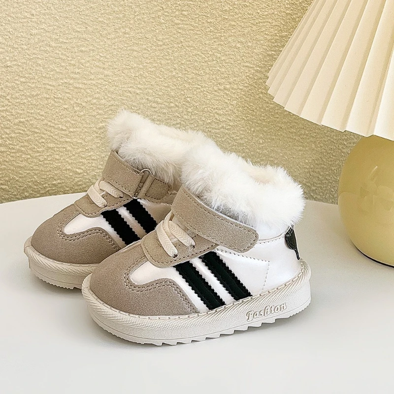 

2025 Girls Boys Winter Children's Ankle Boots Cotton Snow Boots Kids Fashion Plush Warm Cotton Shoes Baby Anti-kick Snow Boot