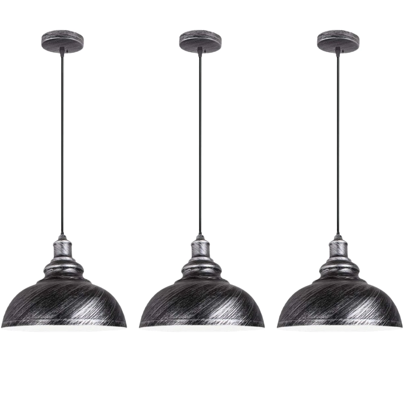 JOYINLED Set van 3 vintage industriële hanglampen, 30 cm metalen plafondlamp met E27-fitting voor keuken, eetkamer, restaurant