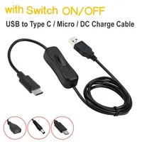 Type C Switch Cable Micro USB Charging Cord with On/Off USB to DC Power Switch Cable Extension Cables for Phone LED USB Fan etc
