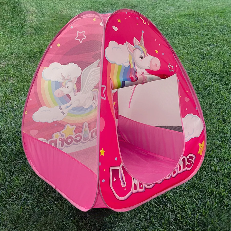 Tienda de juegos Pop-Up para niños, unicornio, juegos para interiores y exteriores, casa plegable, juguetes conveniente para llevar, regalo perfecto para niños, 1pc