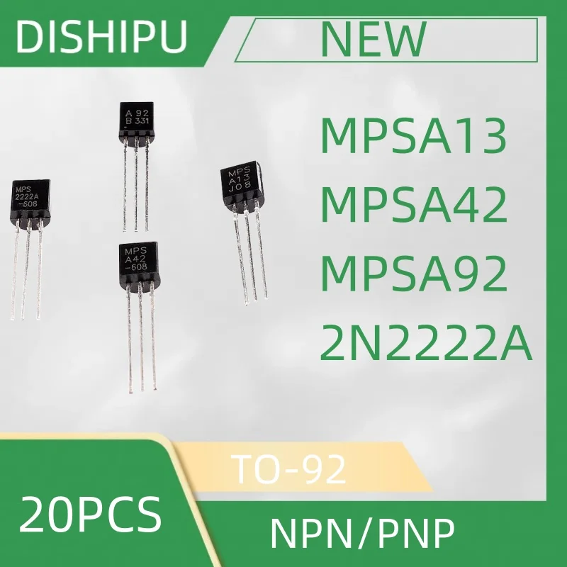 20PCS MPSA13 MPSA42 2N2222A MPSA92 TO 92 Darlington crystal NPN/PNP