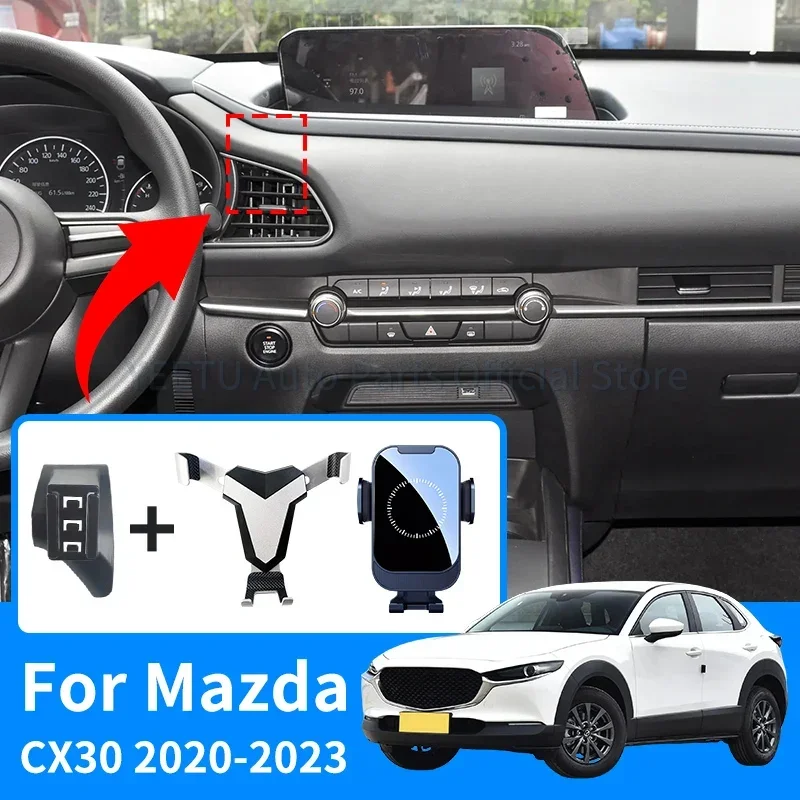 ที่วางโทรศัพท์สำหรับ MAZDA CX-30 CX 30 CX30 2020 2021 2022 2023ตัวยึดช่องแอร์รองรับมือถือ GPS อุปกรณ์เสริมรถยนต์