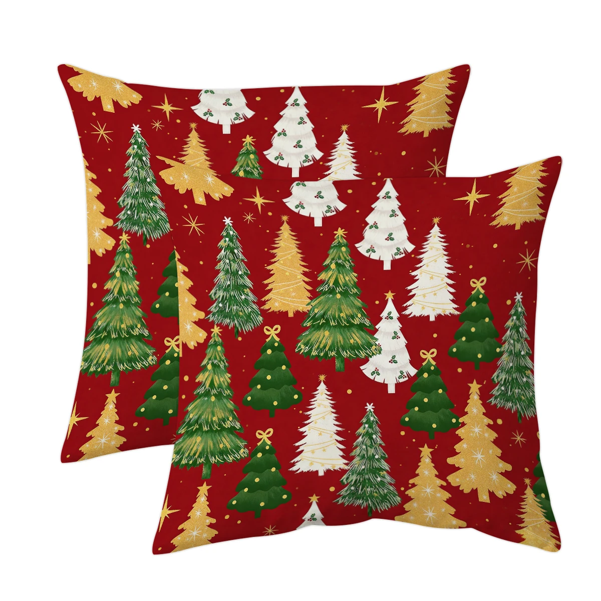 1/2pcs red Christmas tree pillowcase, double-sided printed short plush pillowcase, home decoration (without pillow core)