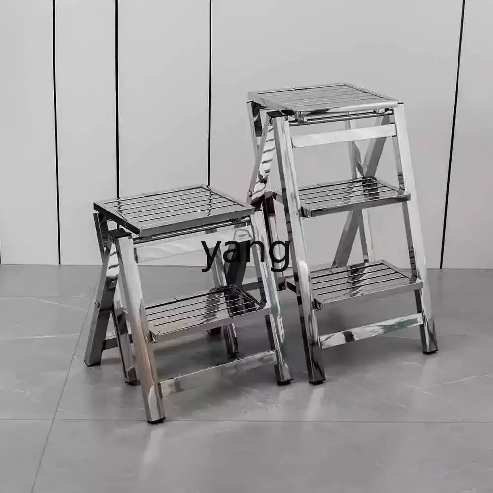 LMM stainless steel staircase steps household mobile ladder two-step three-step stool