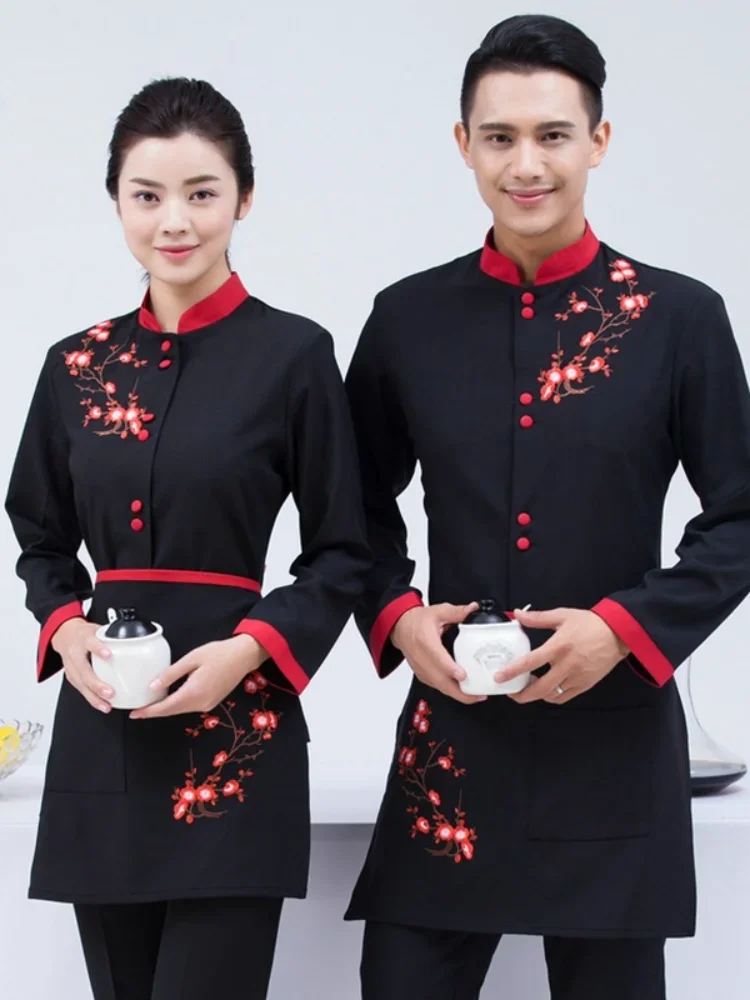 秋と冬のレストラン鍋茶屋ウェイター制服コック服ベーカリー作業服ホテル農家ウェイターオーバーオール