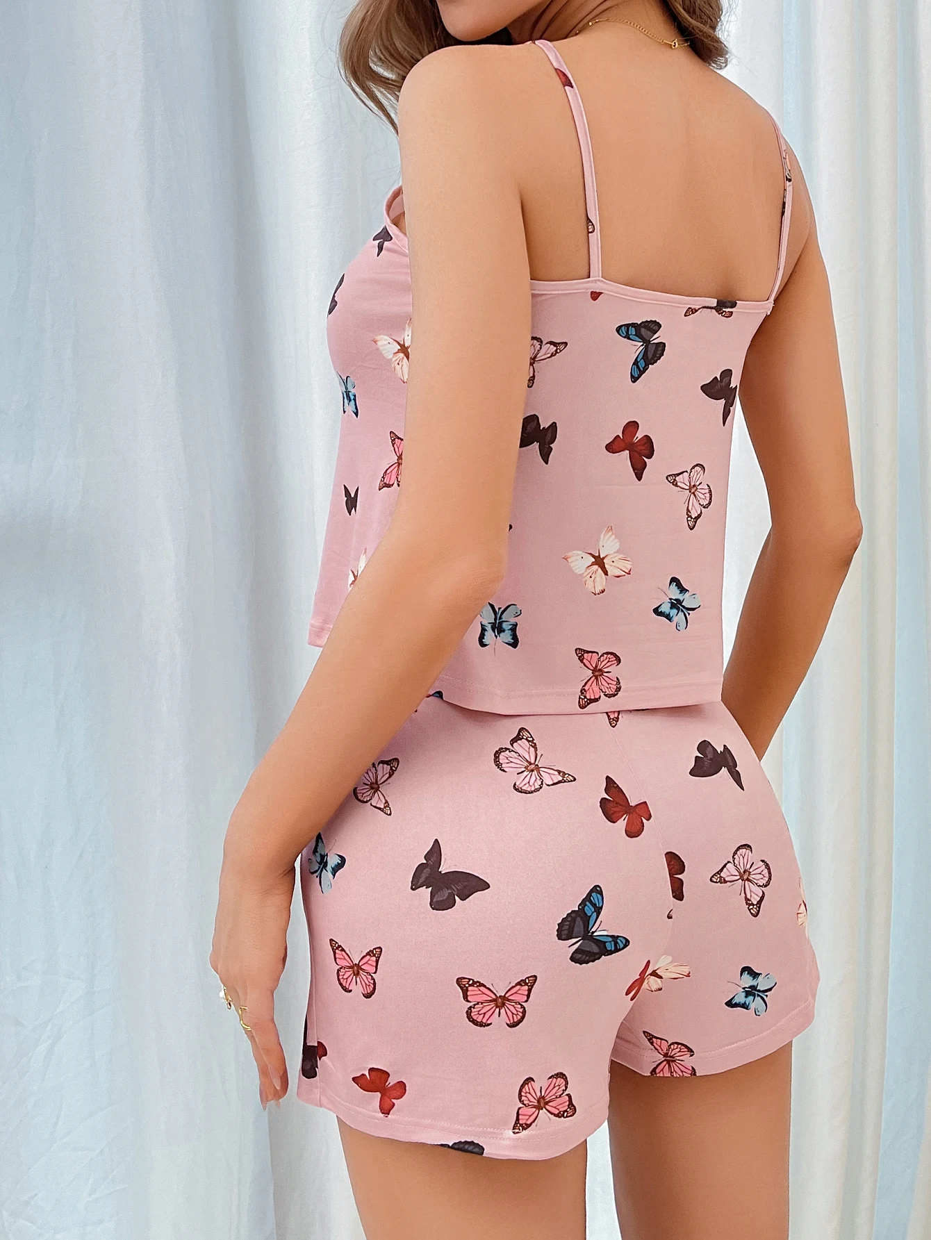 women's pajamas two-piece set of Sleeveless tops and shorts butterfly pattern home wear casual