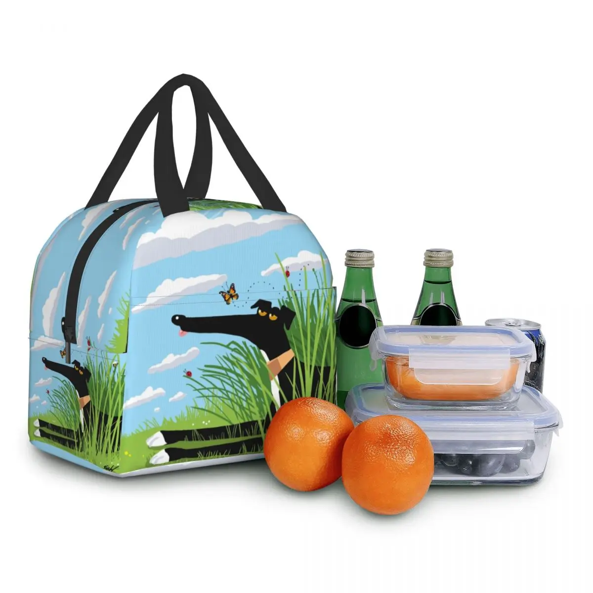 Greyhound Whippet Dog Resuable Lunch Boxes Cartoon Sighthound Thermal Cooler Food Insulated Lunch Bag For Kids School Children