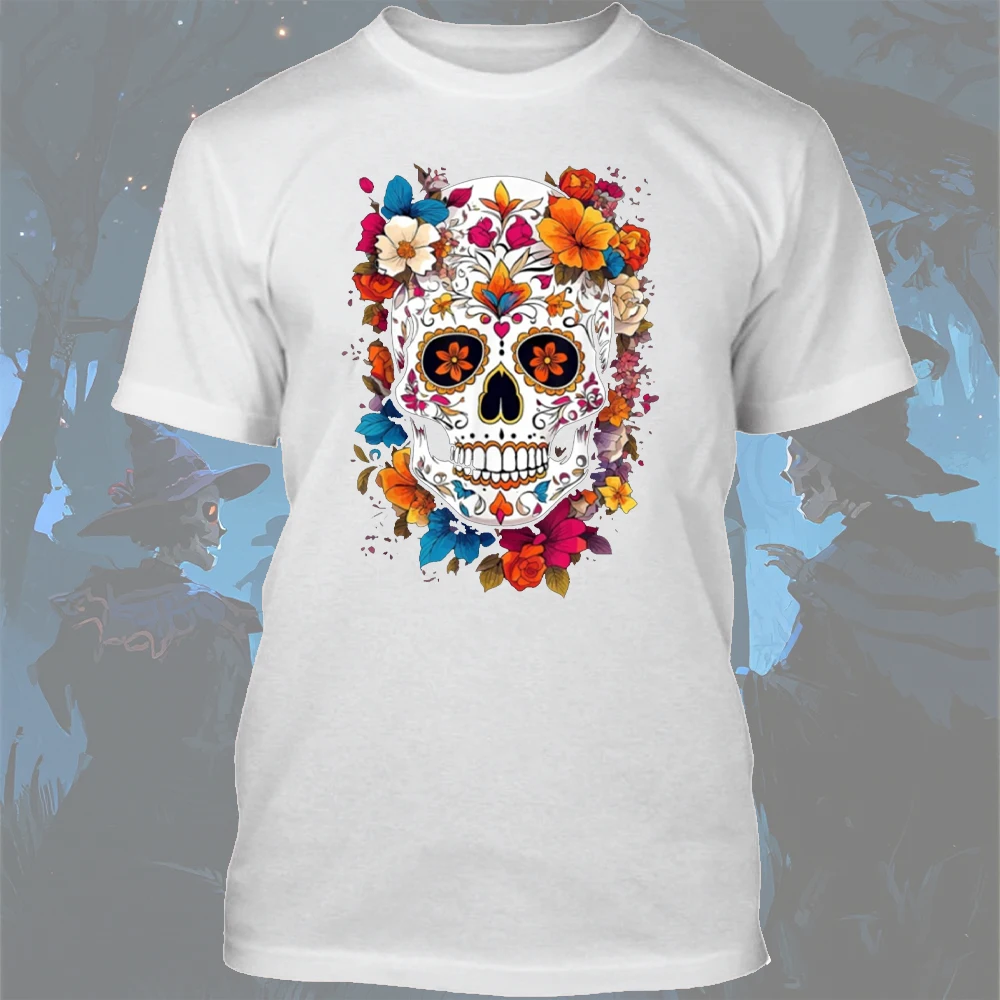 تي شيرت جمجمة السكر |   تي شيرت La Catrina Day of The Dead Halloween للجنسين تي شيرت قطني مطبوع للرجال على الطراز القوطي