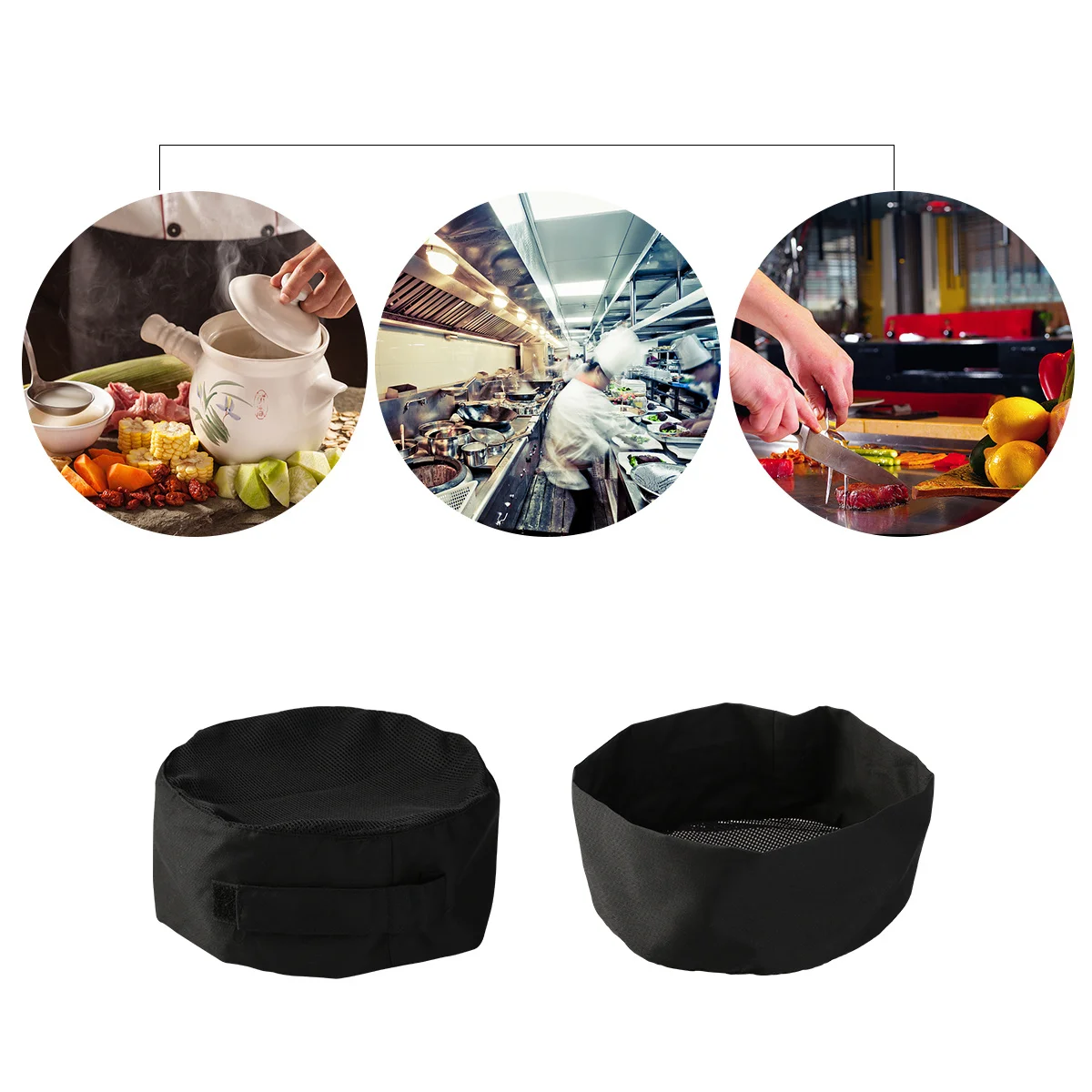 

Tinksky Black Chef Hat Breathable Mesh Skull Cap for Professional Catering Cooking Baking Adjustable One Size Fit