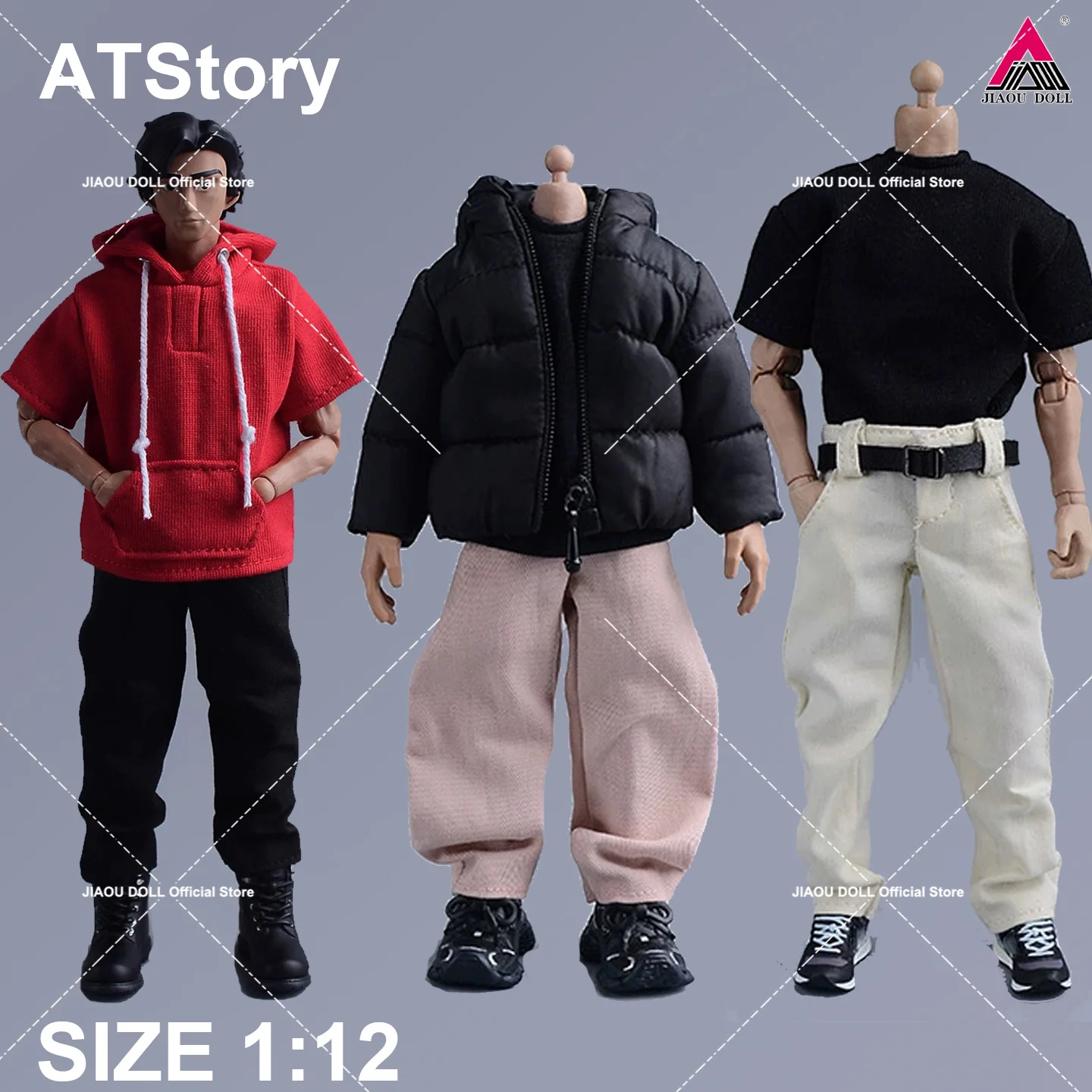 

ATStory 1/12 Male Hoodie Short Sleeved T-shirt Pants Clothes Model Fit 6'' Notaman Romankey Asi 3.0 Soldier Action Figure Body