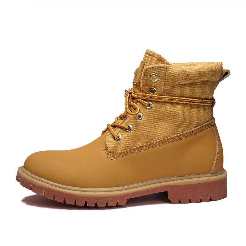 

Couple Leather Big Yellow Boots: 2025 New Autumn and Winter Men's Shoes, British Style Short Boots, Thickened Sole High-Top Boot