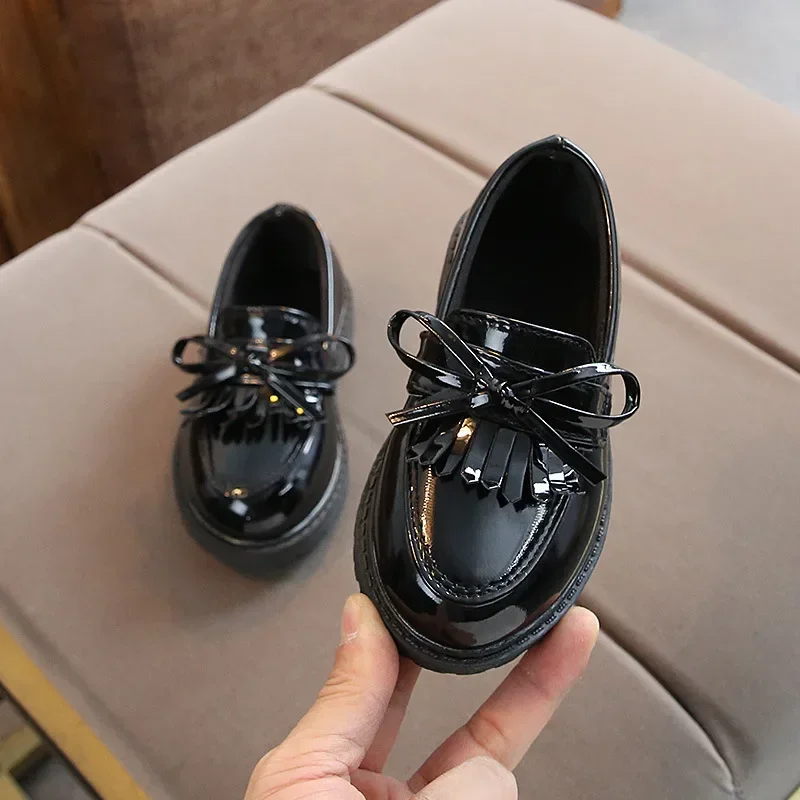 Children Tassel Princess Shoes School Party Wedding Dress Shoes Mary Jane PU Leather Shoes Girls Breathable Anti-skid Slip on