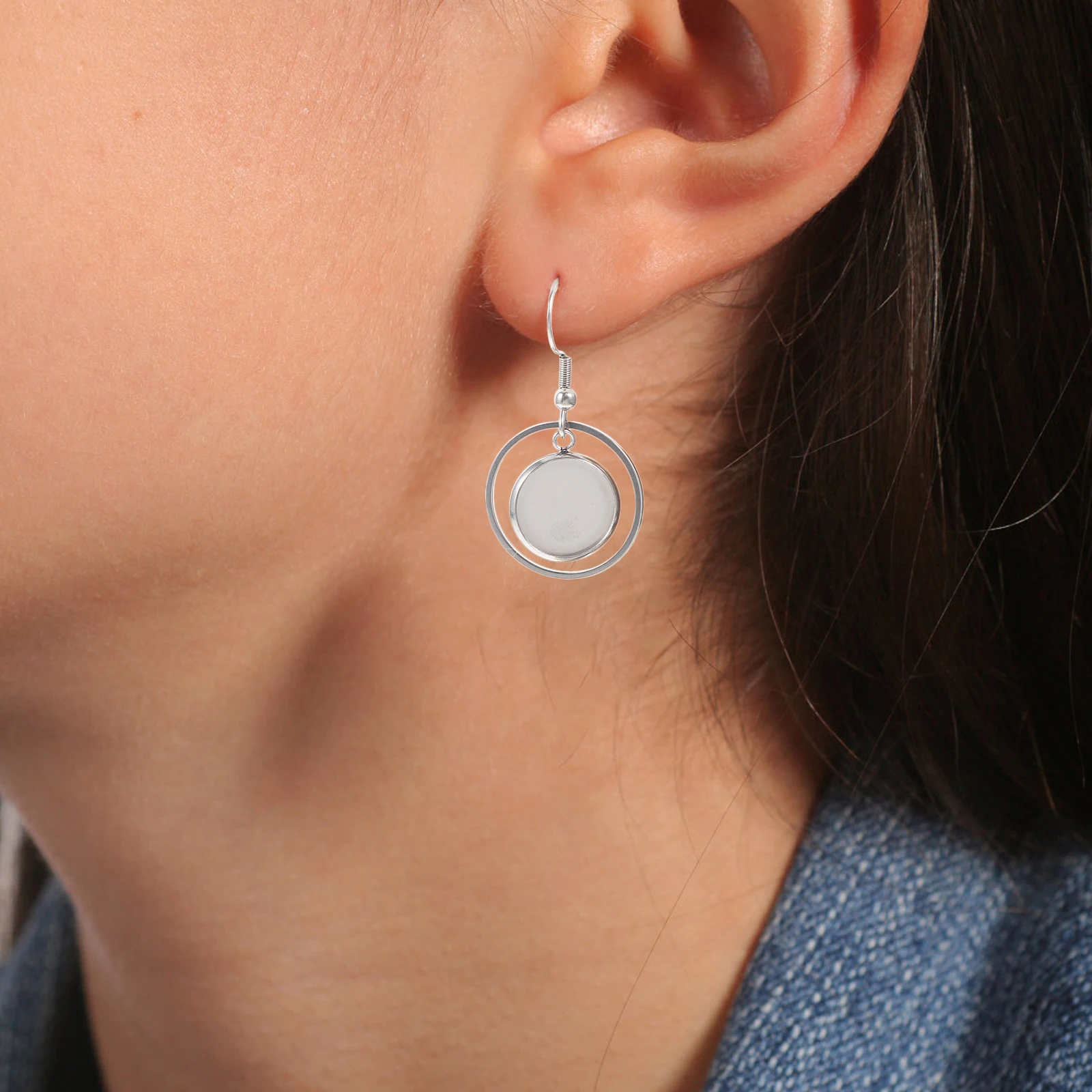 

20 Pcs Blank Earring Bezel Stainless Steel Hook Earrings Bezels for Making Base