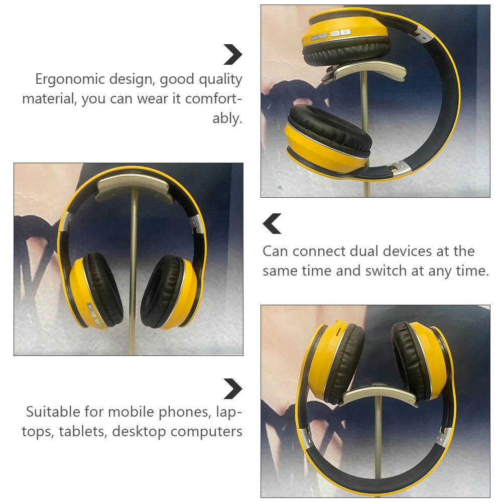 

Earphones Wireless Dual Connect Over Ear Headset Foldable Adjustable For Office Gaming Pc Laptop Tablet Stereo