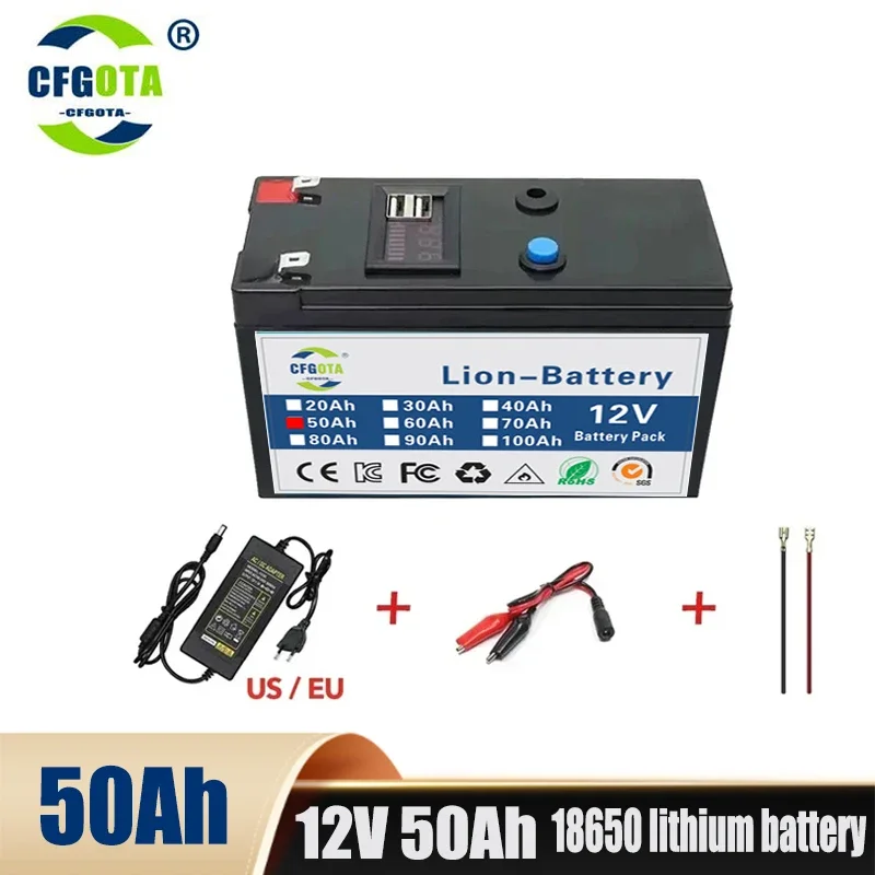 

12V Battery 100Ah 18650 Lithium Battery Pack Rechargeable Battery for Solar Energy Electric Vehicle Battery+12.6v3A Charger