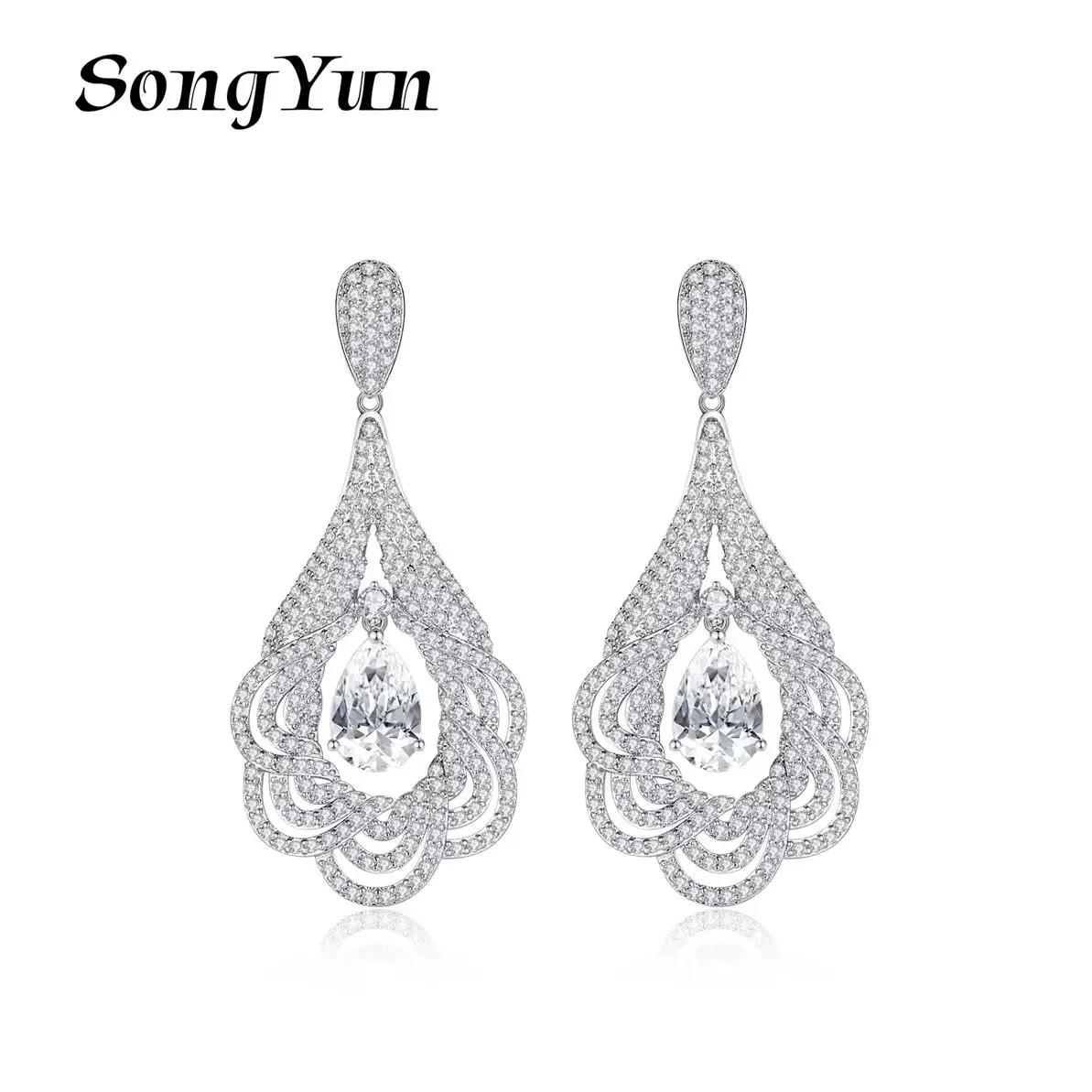 

SYYG Jewelry MHT Quality Brass Stud Earrings Dangle CZ 7A Zircon Romantic Sister Gift Women Earring Jewelry
