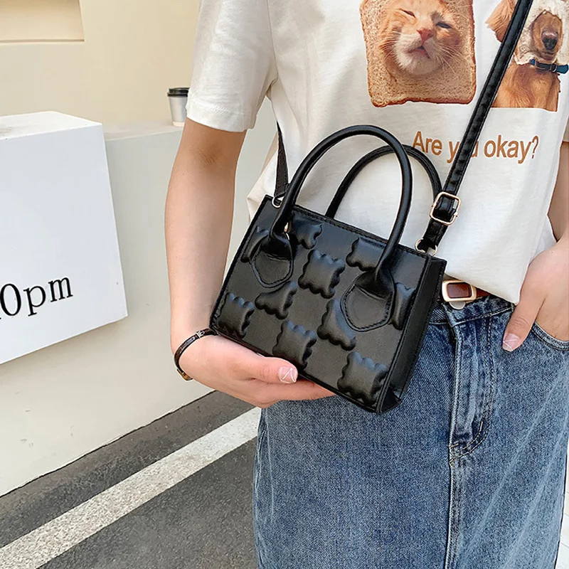 New Solid Small Handbags Designer Women Shoulder Bag Pu Leather Square Crossbody Top Handle Bags