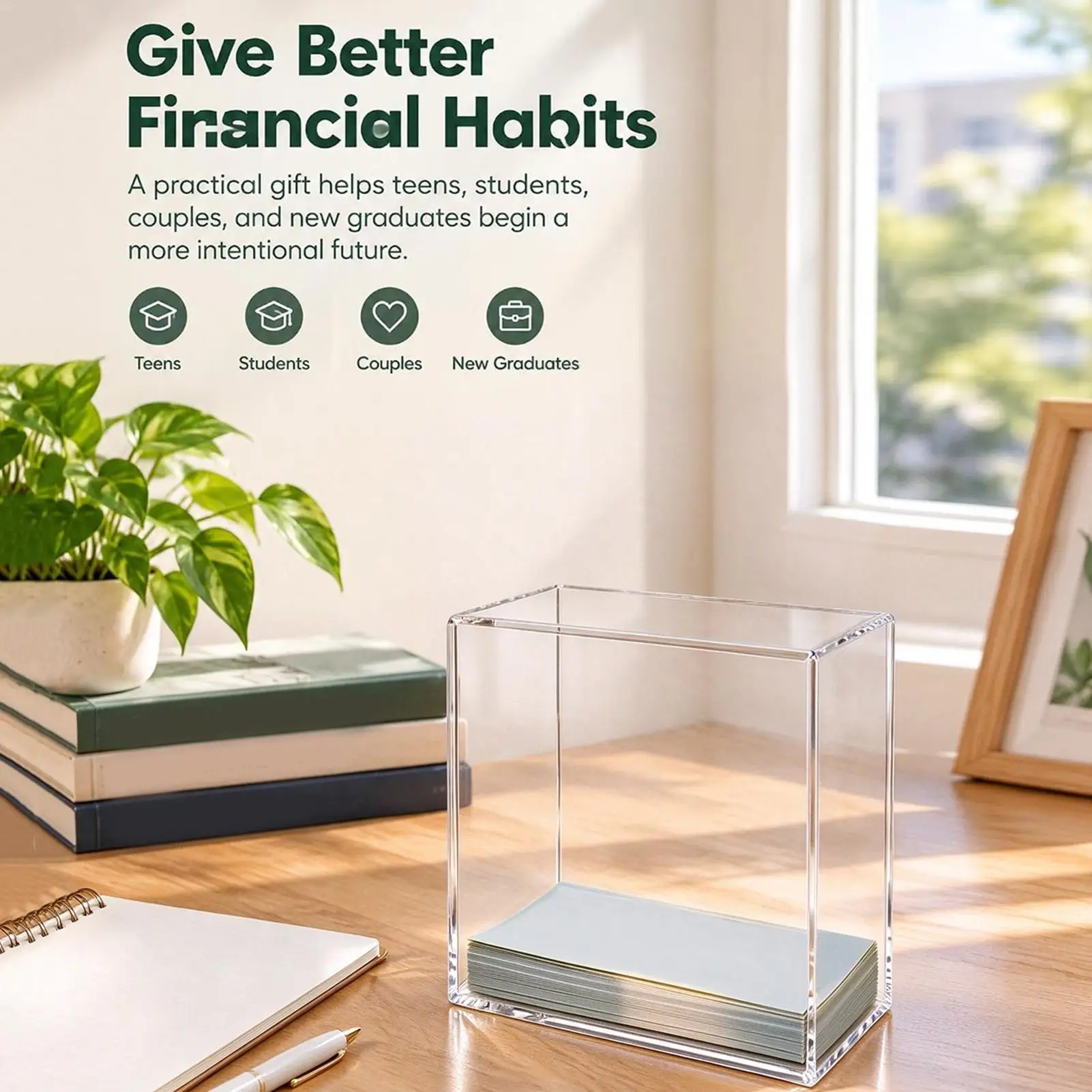 Saving Money Box Clear Bill Coin Budgeting Storage Organizer Cash Saver Money Saving Box For Adults Kids Teen Family Students