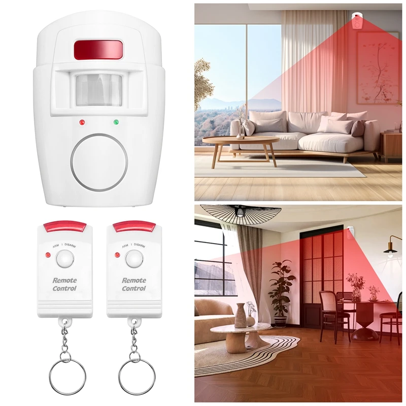 Infrared Motion Sensor Alarm - Burglar Alarm With 2 Remote Controls, Suitable For Home/Garages/Shops