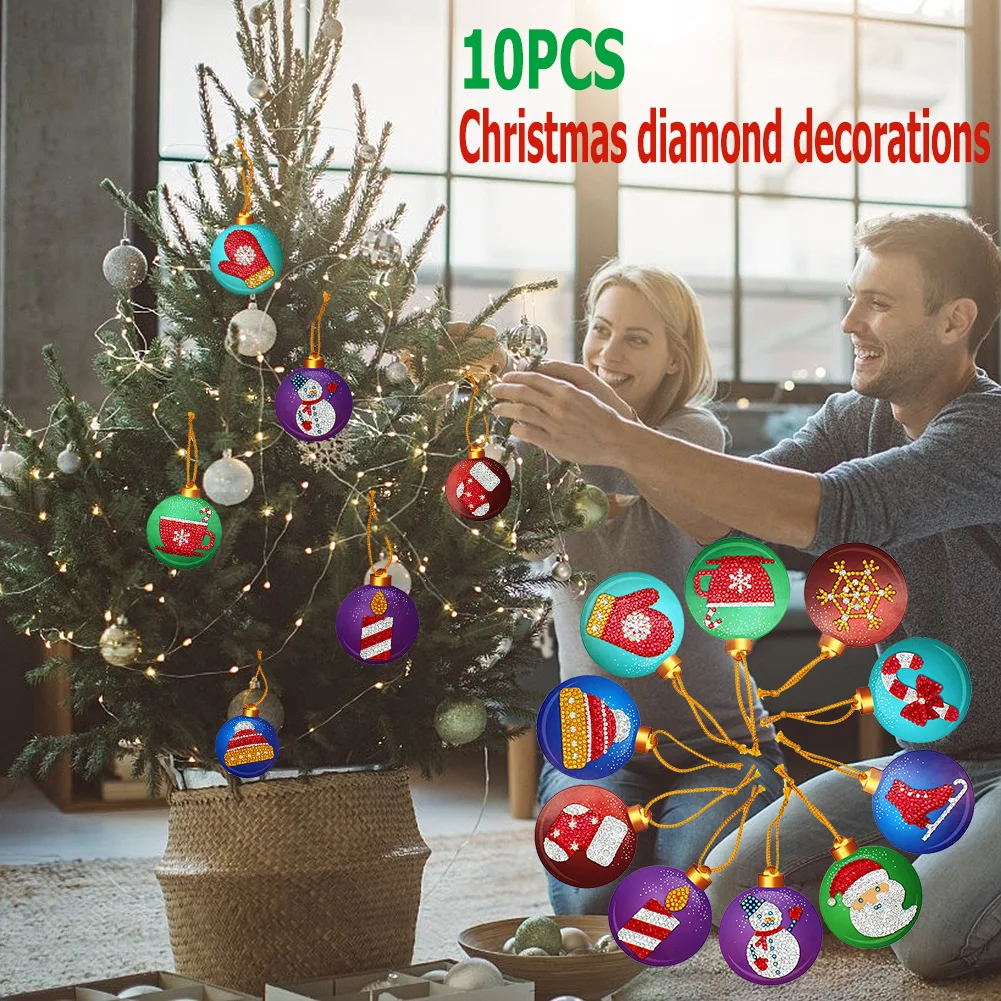 10/20/30pcs DIY Full Drills Diamond Painting Christmas Tree Pendant Hanging Ornament Christmas Decoration Natal Navided