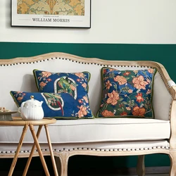 Flowers Birds Printed Velvet Cushion Cover Retro Pillow Case No Balling-up Without Stuffing