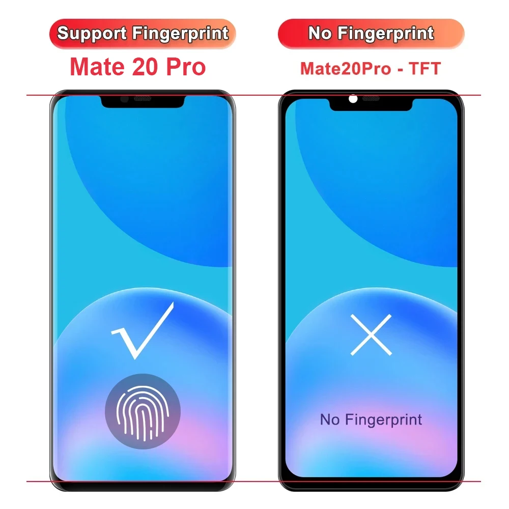 TFT Mate20 Pro Screen For HUAWEI Mate 20 Pro LCD Display LYA-L09 L29 AL00 Touch Screen Digitizer Assembly Replacement with Frame